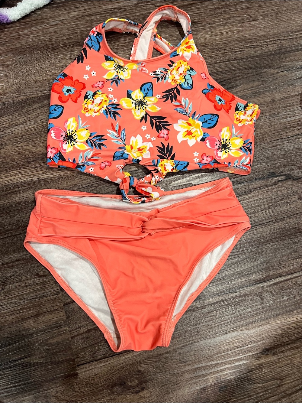 Kids Coral Floral Two-Piece Swim Set